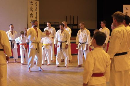 Sensei Price explaining one of many drills at Scotch Horn Leisure Centre, Nailsea