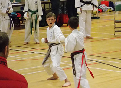 One of our younger fighters keeps an eye on his opponent